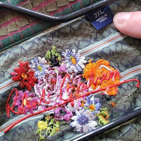 RARE Robert Graham Button Down Floral Embroidery Long Sleeve Dress Shirt 2XL XXL - Picture 2 of 16